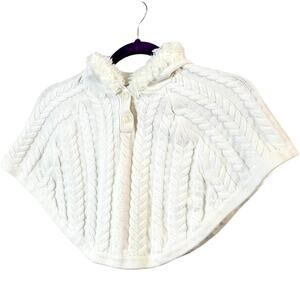 Emma's Garden Cream Hooded Winter‎ Poncho Size 3T